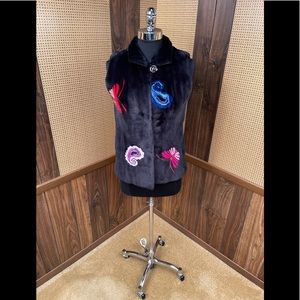 Zuki Made in Canada Intarsia Sheared Beaver Fur Vest XS